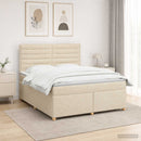 vidaXL Boxspring ágy matraccal Krémszínű 140 x 190 cm Szövet