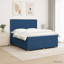 vidaXL Boxspring ágy matraccal LED szalagokkal Kék 180 x 200 cm Szövet