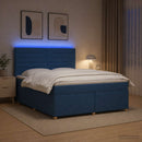 vidaXL Boxspring ágy matraccal LED szalagokkal Kék 180 x 200 cm Szövet