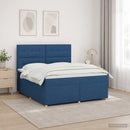 vidaXL Boxspring ágy matraccal LED szalagokkal Kék 140 x 200 cm Szövet