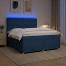 vidaXL Boxspring ágy matraccal LED szalagokkal Kék 140 x 190 cm Szövet