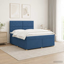 vidaXL Boxspring ágy matraccal LED szalagokkal Kék 140 x 200 cm Szövet