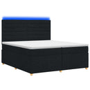 vidaXL Boxspring ágy matraccal fejtámlával Fekete 200 x 200 cm Szövet