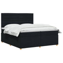 vidaXL Boxspring ágy matraccal fejtámlával Fekete 200 x 200 cm Szövet