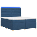 vidaXL Boxspring ágy matraccal LED szalagokkal Kék 200 x 200 cm Szövet