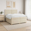 vidaXL Boxspring ágy matraccal Krémszínű 200 x 200 cm Szövet