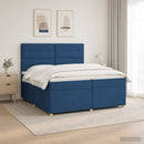 vidaXL Boxspring ágy matraccal LED szalagokkal Kék 200 x 200 cm Szövet
