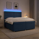 vidaXL Boxspring ágy matraccal LED szalagokkal Kék 200 x 200 cm Szövet