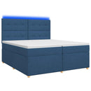 vidaXL Boxspring ágy matraccal LED szalagokkal Kék 200 x 200 cm Szövet