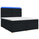 vidaXL Boxspring ágy matraccal fejtámlával Fekete 200 x 200 cm Szövet