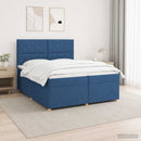 vidaXL Boxspring ágy matraccal LED szalagokkal Kék 200 x 200 cm Szövet
