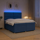 vidaXL Boxspring ágy matraccal LED szalagokkal Kék 200 x 200 cm Szövet