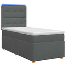 vidaXL LED Boxspring Ágy Mattal Sötétszürke 90 x 190 cm Szövet