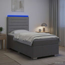 vidaXL LED Boxspring Ágy Mattal Világosszürke 100 x 200 cm Szövet