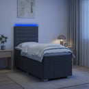 vidaXL LED Boxspring Ágy Mattal Sötétszürke 80 x 200 cm Szövet