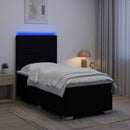 vidaXL LED Boxspring Ágy Mattal fejtámlával Fekete 90 x 200 cm Szövet