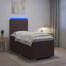 vidaXL LED Boxspring Ágy Mattal Sötét Barna 90 x 200 cm Szövet