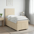 vidaXL LED Boxspring Ágy Mattal Krémszínű 80 x 200 cm Szövet