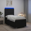 vidaXL LED Boxspring Ágy Mattal fejtámlával Fekete 80 x 200 cm Szövet