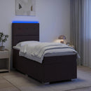 vidaXL LED Boxspring Ágy Mattal Sötét Barna 100 x 200 cm Szövet