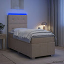 vidaXL LED Boxspring Ágy Mattal Krémszínű 80 x 200 cm Szövet