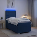 vidaXL LED Boxspring Ágy Mattal LED szalagokkal Kék 80 x 200 cm Szövet