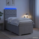 vidaXL LED Boxspring Ágy Mattal Világosszürke 100 x 200 cm Szövet