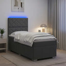 vidaXL LED Boxspring Ágy Mattal Sötétszürke 90 x 190 cm Szövet