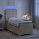 vidaXL LED Boxspring Ágy Mattal Krémszínű 80 x 200 cm Szövet