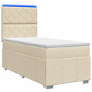 vidaXL LED Boxspring Ágy Mattal Krémszínű 80 x 200 cm Szövet