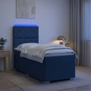 vidaXL LED Boxspring Ágy Mattal fejtámlával Kék 100 x 200 cm Szövet