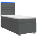 vidaXL LED Boxspring Ágy Mattal Sötétszürke 90 x 190 cm Szövet