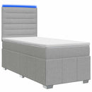 vidaXL LED Boxspring Ágy Mattal Világosszürke 90 x 200 cm Szövet