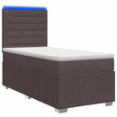 vidaXL LED Boxspring Ágy Mattal Sötét Barna 90 x 200 cm Szövet