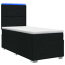 vidaXL LED Boxspring Ágy Mattal fejtámlával Fekete 90 x 200 cm Szövet