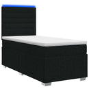 vidaXL LED Boxspring Ágy Mattal fejtámlával Fekete 100 x 200 cm Szövet