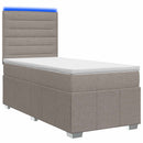vidaXL LED Boxspring Ágy Mattal Tópszínű 100 x 200 cm Szövet