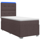 vidaXL LED Boxspring Ágy Mattal Sötét Barna 100 x 200 cm Szövet