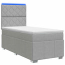 vidaXL LED Boxspring Ágy Mattal Világosszürke 100 x 200 cm Szövet