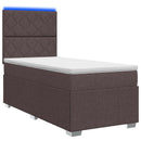 vidaXL LED Boxspring Ágy Mattal Sötét Barna 100 x 200 cm Szövet