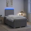 vidaXL LED Boxspring Ágy Mattal Világosszürke 120 x 200 cm Szövet