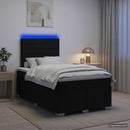 vidaXL LED Boxspring Ágy Mattal fejtámlával Fekete 120 x 190 cm Szövet