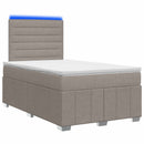 vidaXL LED Boxspring Ágy Mattal Tópszínű 120 x 190 cm Szövet