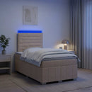 vidaXL LED Boxspring Ágy Mattal Krémszínű 120 x 200 cm Szövet
