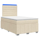vidaXL LED Boxspring Ágy Mattal Krémszínű 120 x 190 cm Szövet