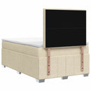 vidaXL LED Boxspring Ágy Mattal Krémszínű 120 x 190 cm Szövet