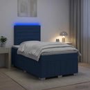 vidaXL LED Boxspring Ágy Mattal fejtámlával Kék 120 x 200 cm Szövet