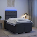 vidaXL LED Boxspring Ágy Mattal Sötétszürke 120 x 200 cm Szövet