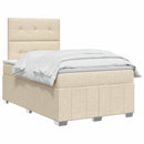 vidaXL LED Boxspring Ágy Mattal Krémszínű 120 x 190 cm Szövet