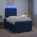 vidaXL LED Boxspring Ágy Mattal fejtámlával Kék 120 x 200 cm Szövet